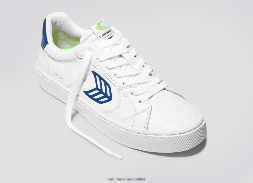 Cariuma Skate Shoes | Cariuma Men White LWG Leather/Blue HPBV8Z99
