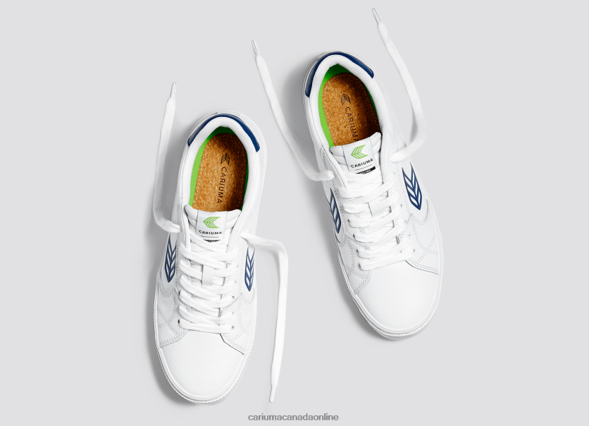 Cariuma Skate Shoes | Cariuma Men White LWG Leather/Blue HPBV8Z99