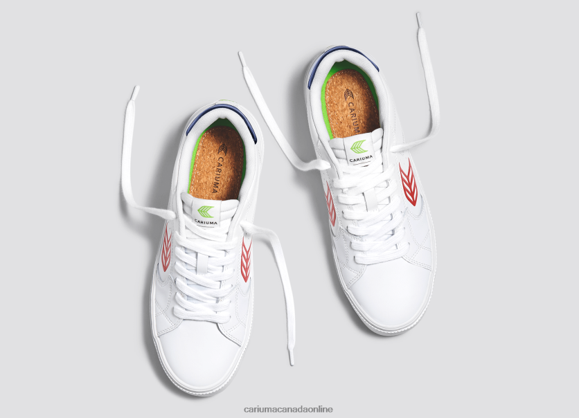 Cariuma Skate Shoes | Cariuma Men White LWG Leather/Red HPBV8Z102