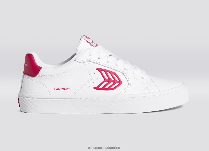 Cariuma Skate Shoes | Cariuma Women Pantone Viva Magenta White Leather HPBV8Z294