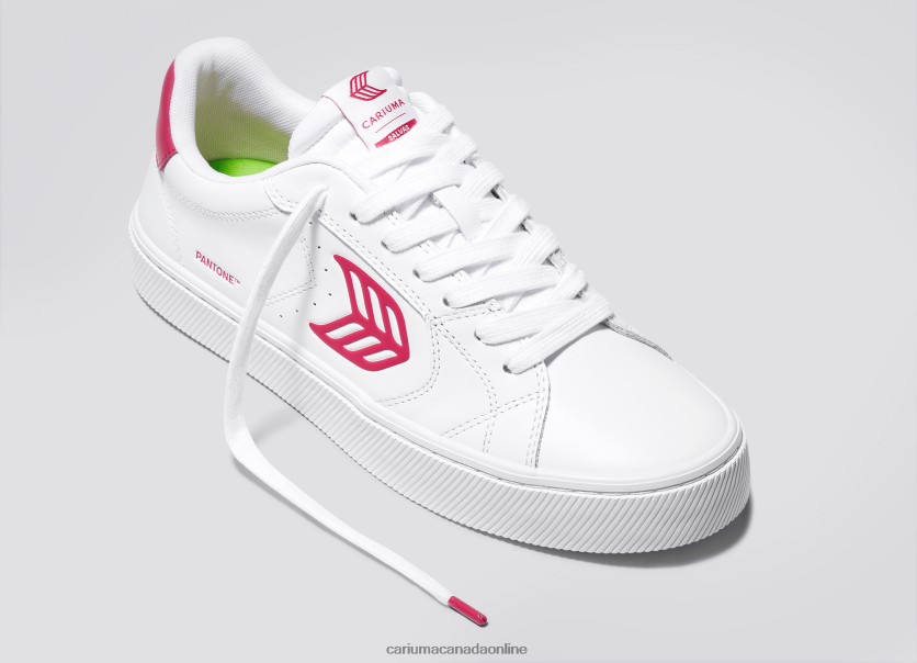 Cariuma Skate Shoes | Cariuma Women Pantone Viva Magenta White Leather HPBV8Z294