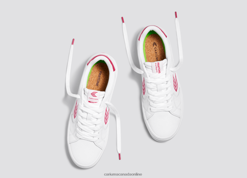 Cariuma Skate Shoes | Cariuma Women Pantone Viva Magenta White Leather HPBV8Z294